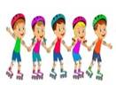Illustration about Kids,boys and girls riding on roller skates holding  hands. Illustration of training, hand, car… | Best roller skates, Roller  skates, Cartoon kids